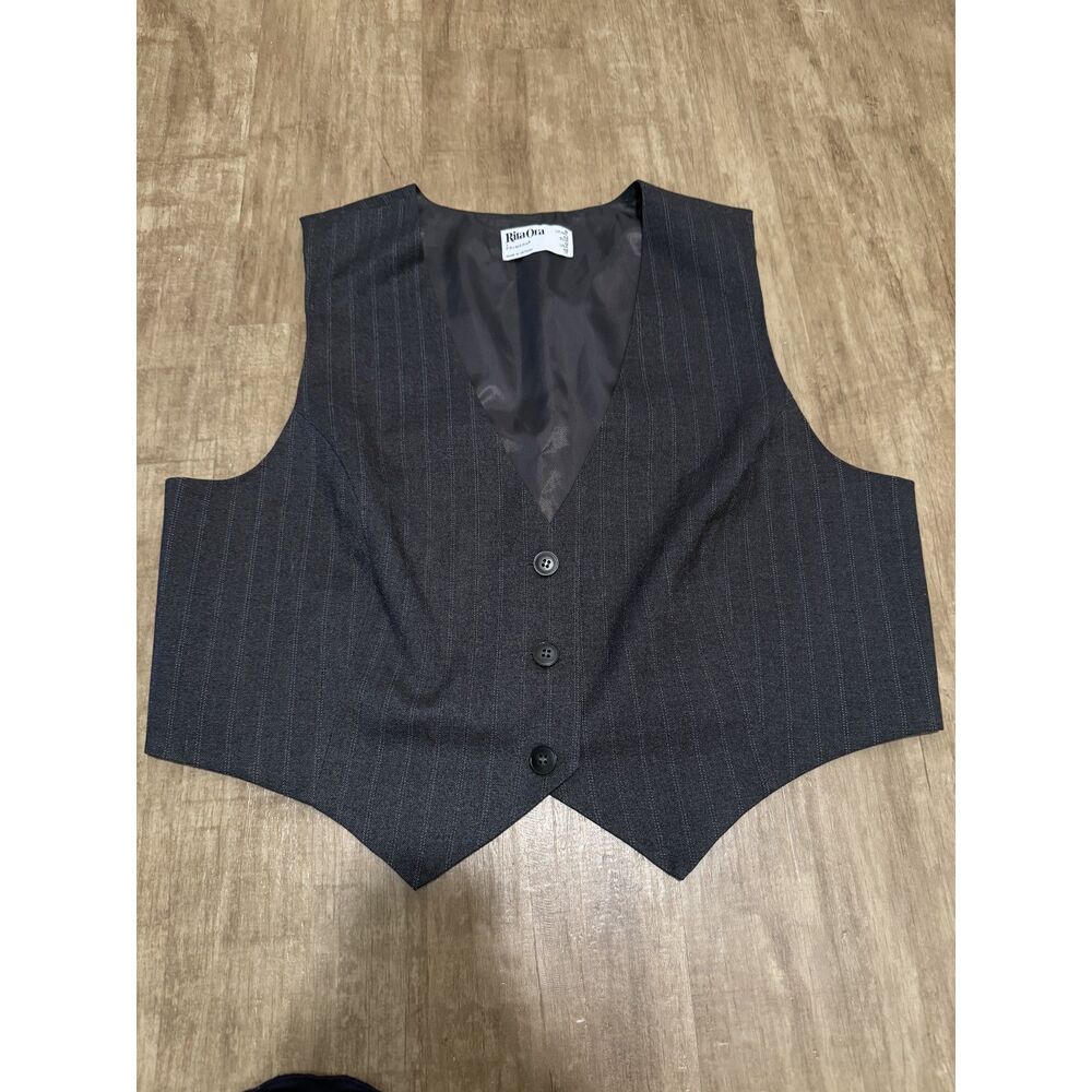 Rita Ora x Primark Grey Pinstripe V-Neck Vest Size US 12